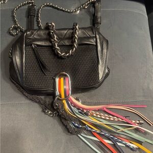Diesel mini Black Backpack with Colorful Tassels